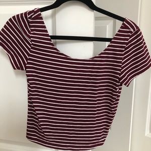 American Eagle burgundy striped crop top - Medium